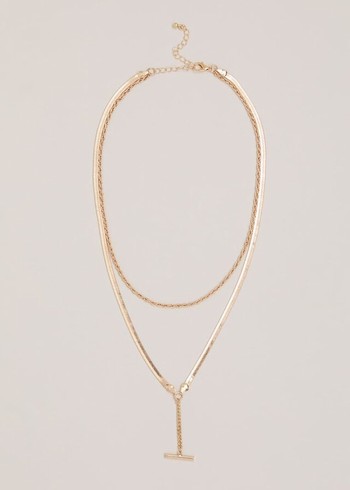 Phase Eight Gold Snake Chain T-Bar Jewellery Gold Canada | NLVEAH-437